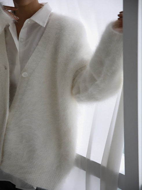 'Daria' Fuzzy Knit Button Down Cardigan - Celes Fashion